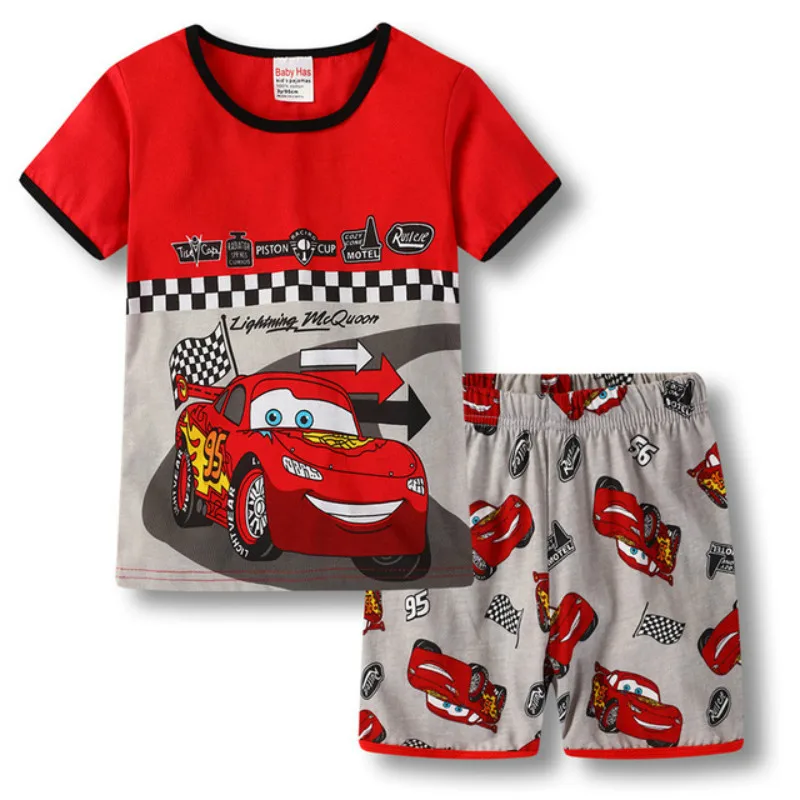 Pigiama per bambini primavera manica corta t-shirt Pant Sport Set ron Man SpiderMan Cartoon Kid Boy Girl Baby Sleepwear 1-7Y