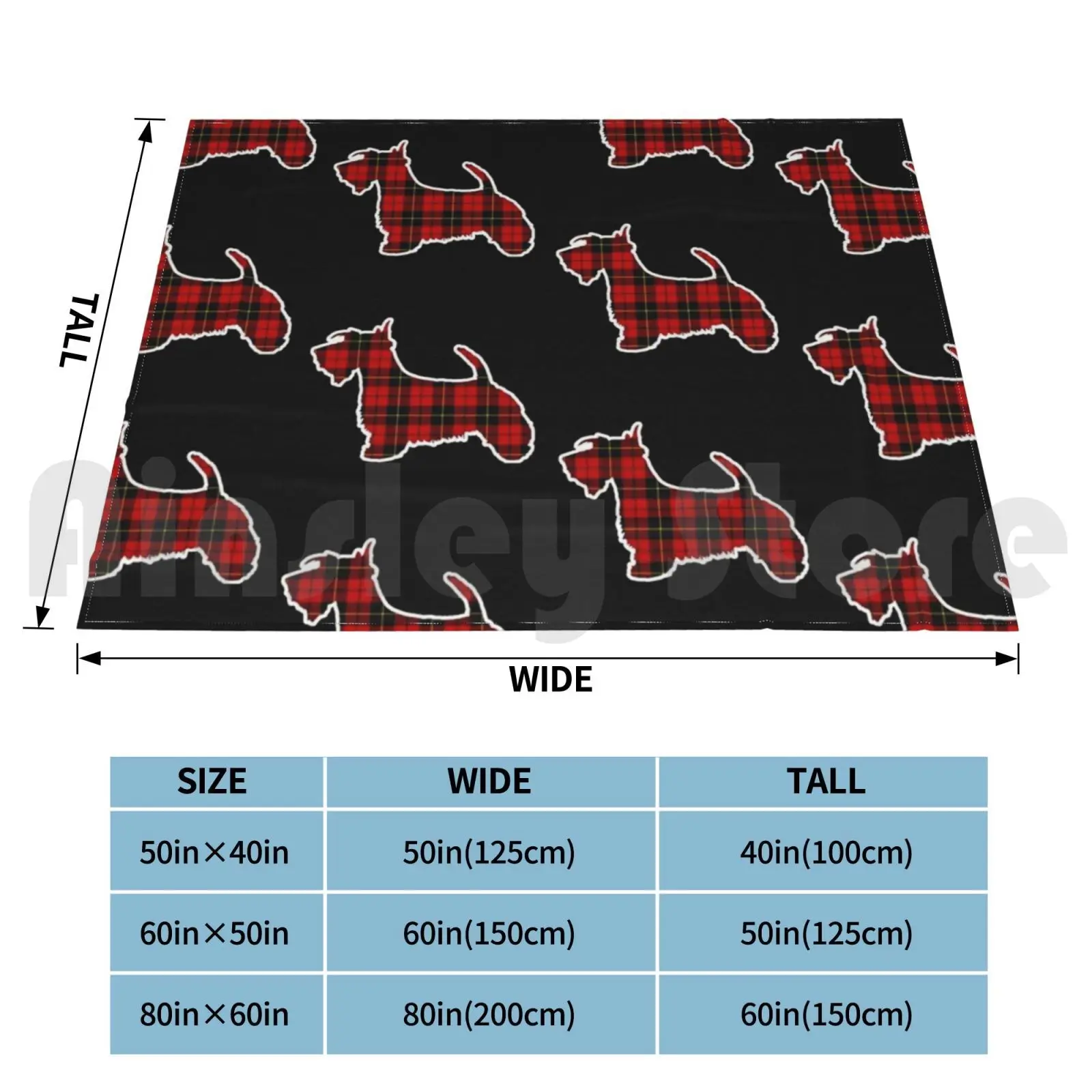 Blanket Clan Wallace Red Tartan Scottie Dog Clothing | Scottish Tartan On Black 819 Red