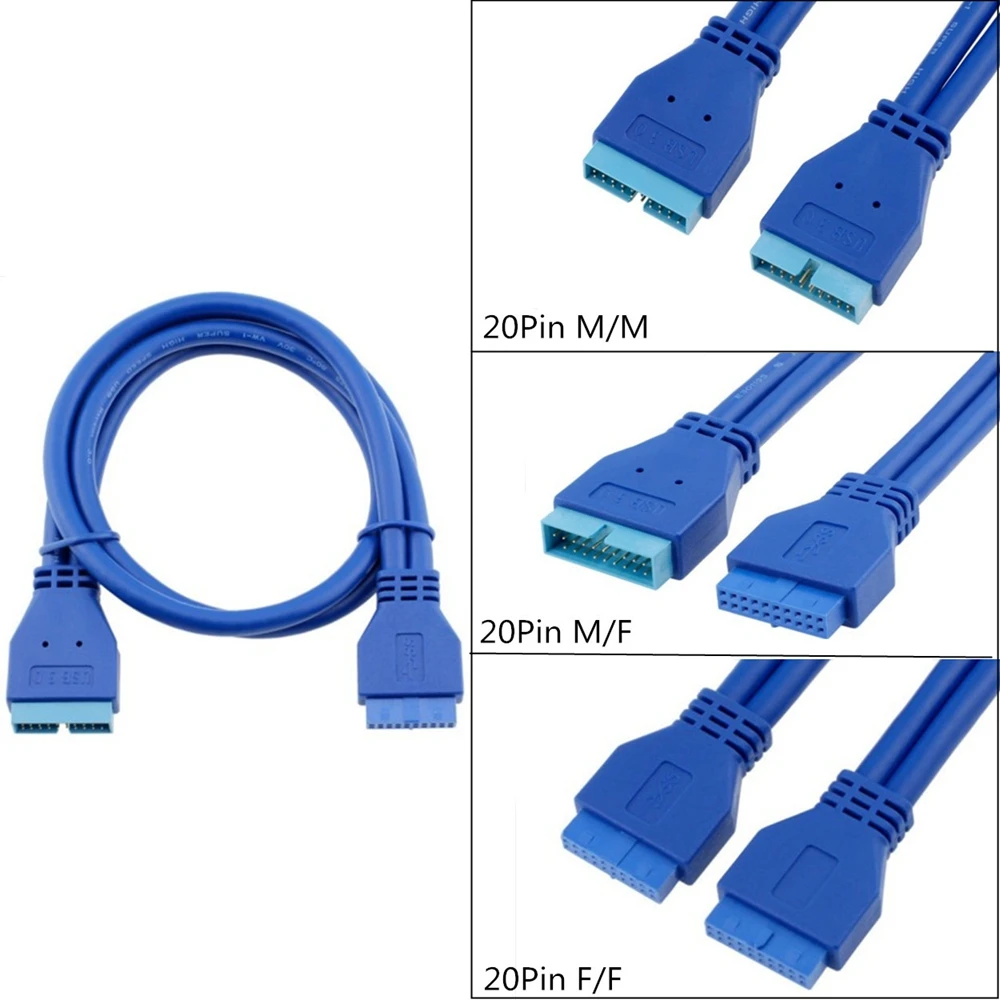 

USB 3.0 Motherboard 20 pin male to 20pin female extension Cable 0.5m/50cm 25CM