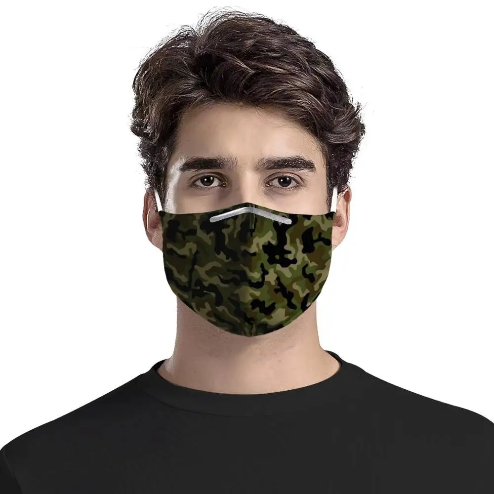 Popular Camouflage Custom pattern  Gas Masks Carbon Insert Women Men Anti-dust Masks Washable Mask Reusable Face Mask 4 filters