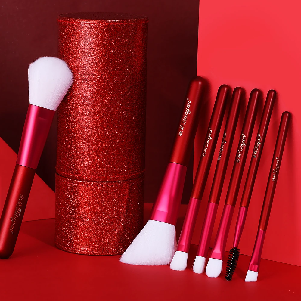 

XINYAN Red Makeup Brushes Set with Bucket Blush Eyeshadow Concealer Cosmetics Makeup Brushes Foundation Beauty кисти для макияжа