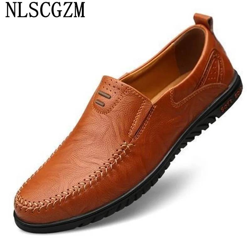 

Туфли мужские кожаные без шнуровки, модные повседневные Лоферы для офиса, 2024