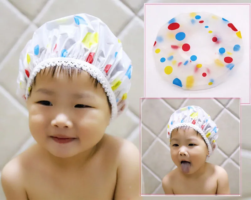 2021 New Cartoon Pattern Children Bathing Hair Moisture-proof Cap Baby Shower Cap Waterproof Shower Hat