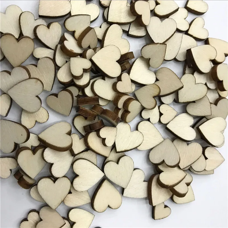 

1000PCS HDIY Size Mixing Love Heart Wood Slices for Home Decorative Crafts Scrapbooking Holiday Party Embellishments Buttons