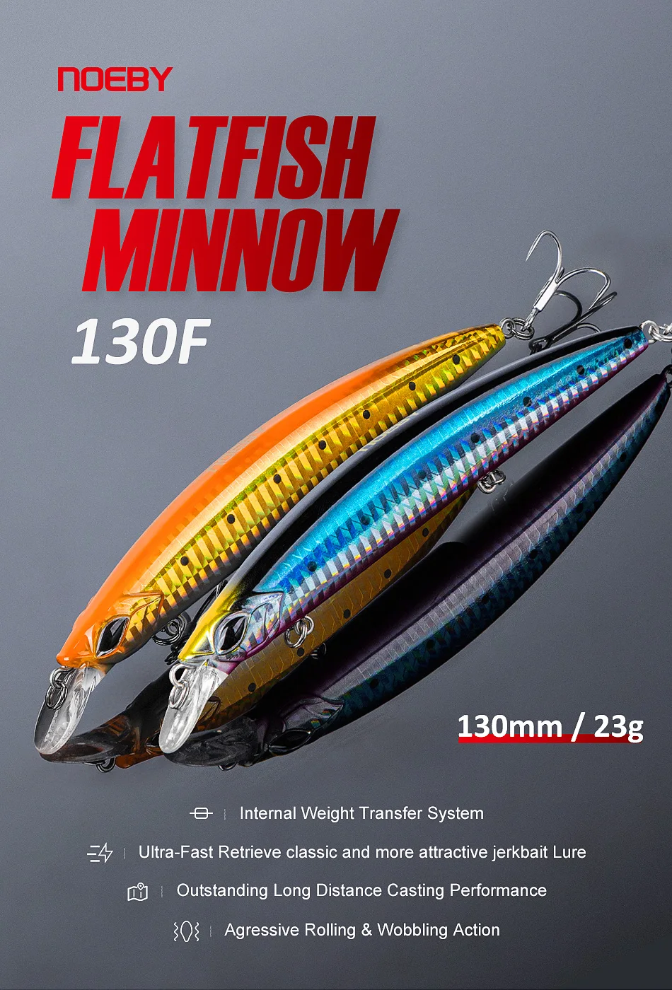 NOEBY Schwimmender Minnow-Köder 130mm 23g Weitwurf-Jerkbait Harter Köder für Wolfsbarsch Salzwasser-Angeln – Detail 1