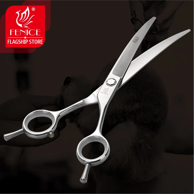 

Fenice 7.0 inch Dog Grooming Scissors Professional Curved Shear High Quality Japan 440C Groomer Tools