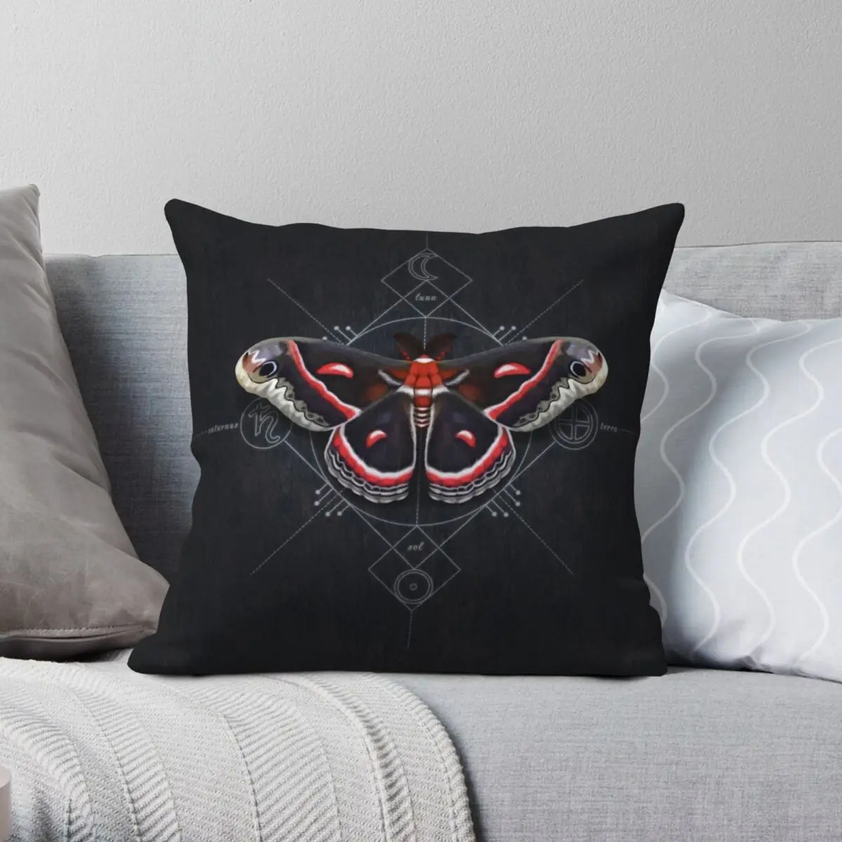 Cecropia Moth Square Pillowcase Polyester Linen Velvet Pattern Zip Decor Home Cushion Cover