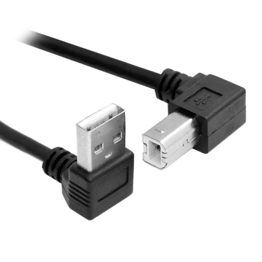 

35cm Printer cable 90 Degree angle Down Angled USB 2.0 A Male to B Male Up Angled Printer Scanner HDD Cable Black color