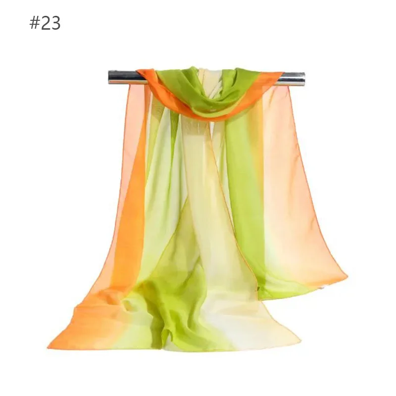 160*50cm New Fashion woman Color gradient chiffon scarf wild shawl sunscreen Flower floral girl scarf scarves