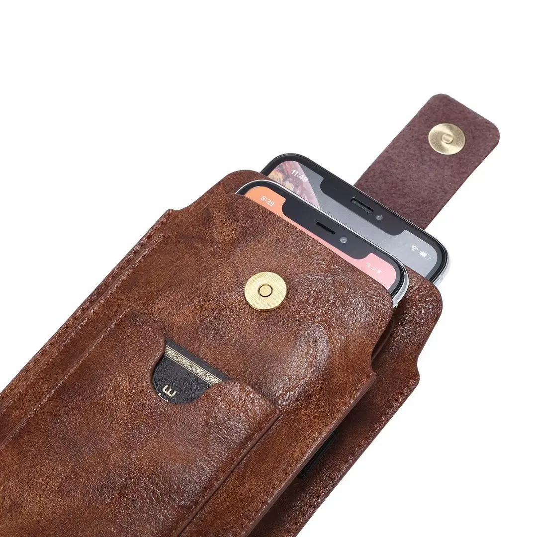 Etui na telefon ze skóry bydlęcej 7.2 z podwójnym kieszeniami i klipsem do paska dla iPhone 16 15 17 13 12 Pro Max Samsung S25 S24 Plus Redmi, męska torba na pas