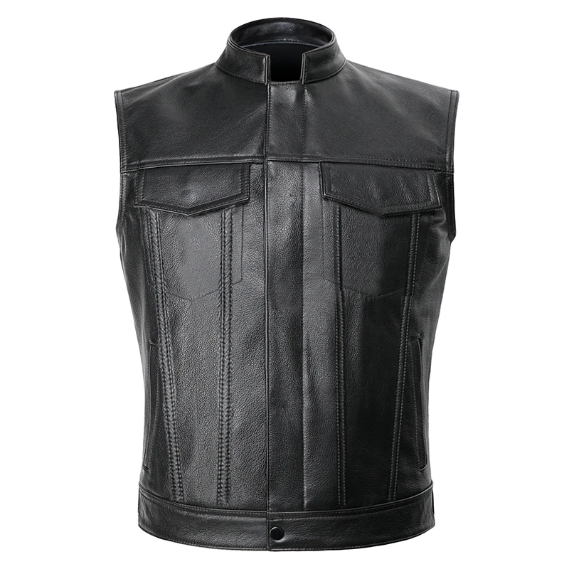 Männer Motorrad Frühling Jacken SOA Punk Schwarz Motorrad Gilet Sons of Anarchy Leder Moto Jacke Weste