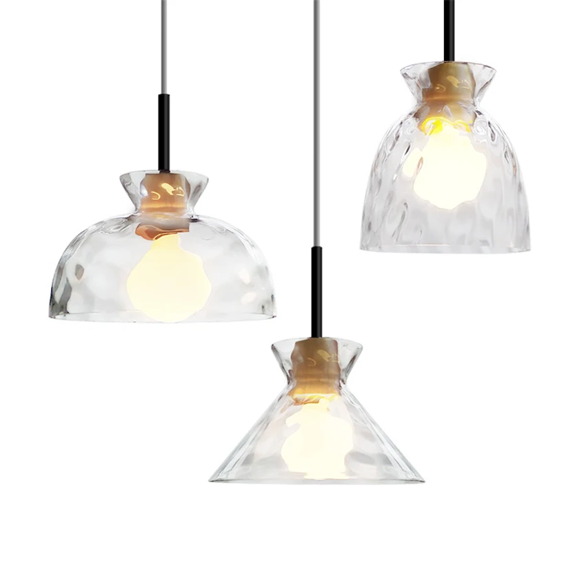 

Nordic Log Glass Small Pendant Lamps Simple Dining Room Bar Restaurant Porch Loft Bedroom Bedside Lamp Corridor Pendant Lights