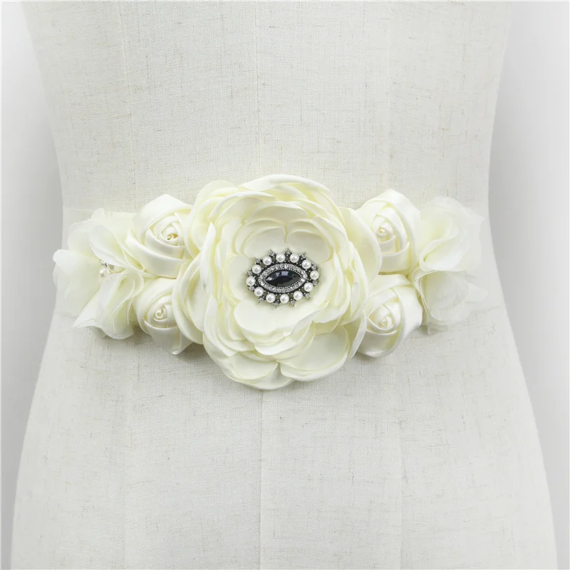 Rosa flor blanca cinturones para mujer estilo de la flor nupcial fiesta accesorios de vestido de dama de honor marco correa de cintura