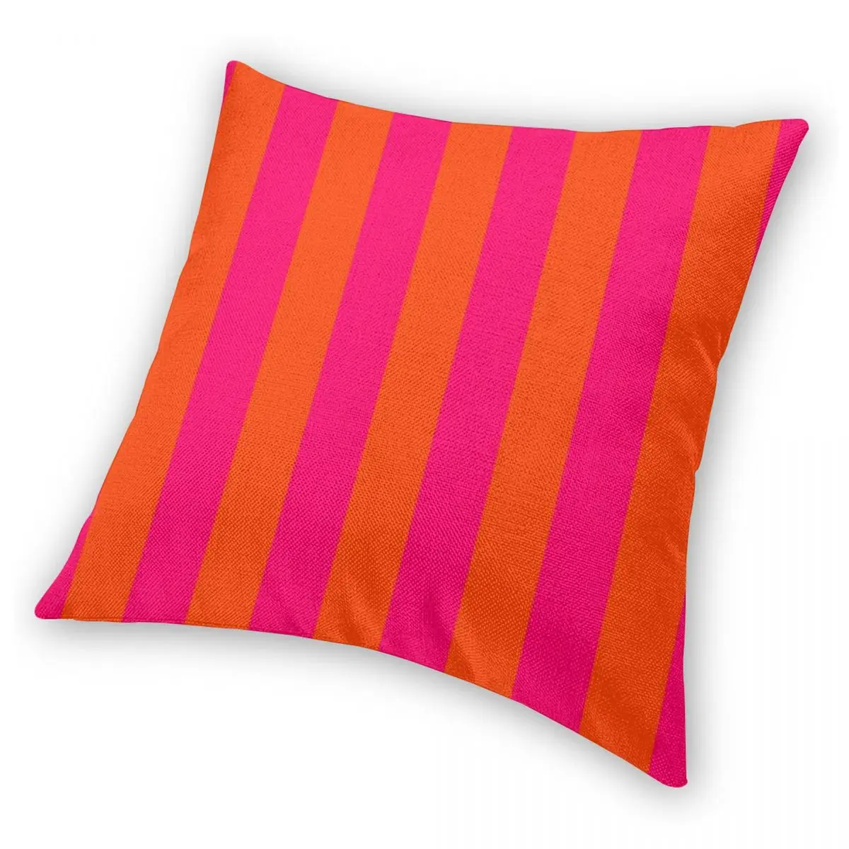 Bright Neon Pink Orange Stripes Square Pillowcase Polyester Linen Velvet Creative Zip Decor Throw Pillow Case Home Cushion Case