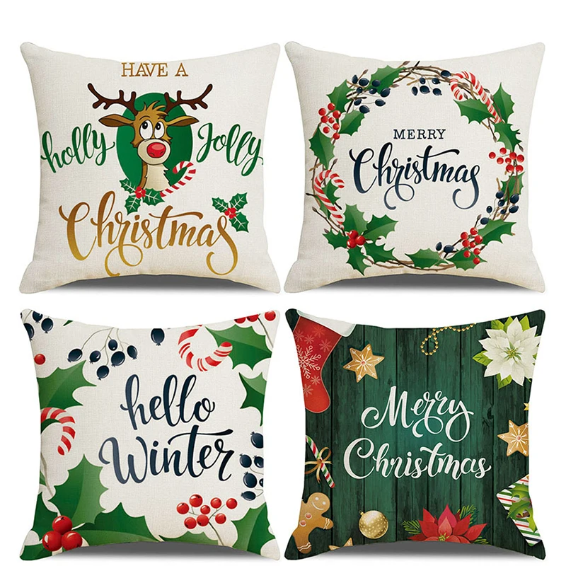 

Christmas Pillow Cushion Decorative Pillowcase Home Furnishing Linen Sofa Cushion Cover Christmas Gift Pillow Case