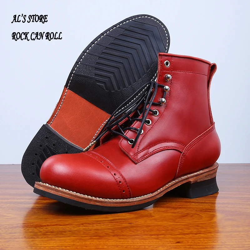 LL500 RockCanRoll Size 35-52 Super Quality Genuine Italian Cow Leather Handmade Goodyear Welted Boots Custom Made Service OK