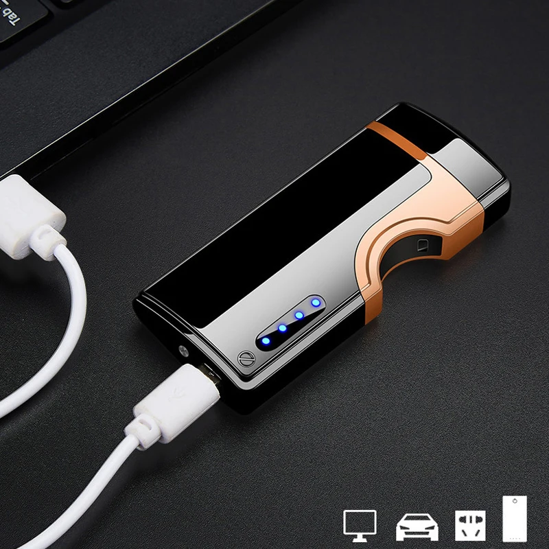 Creative Rechargeable USB Lighter Unusual Flameless Plasma Igniter cool gadgets Infrared Induction Dual Arc Electric Lighters