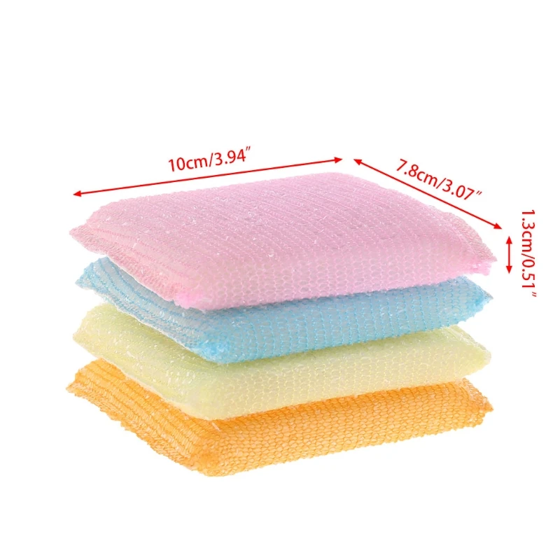 4ชิ้น/เซ็ตนุ่มฟองน้ำ Scouring Pads จานชามทำความสะอาดขัด Scrubber Pad