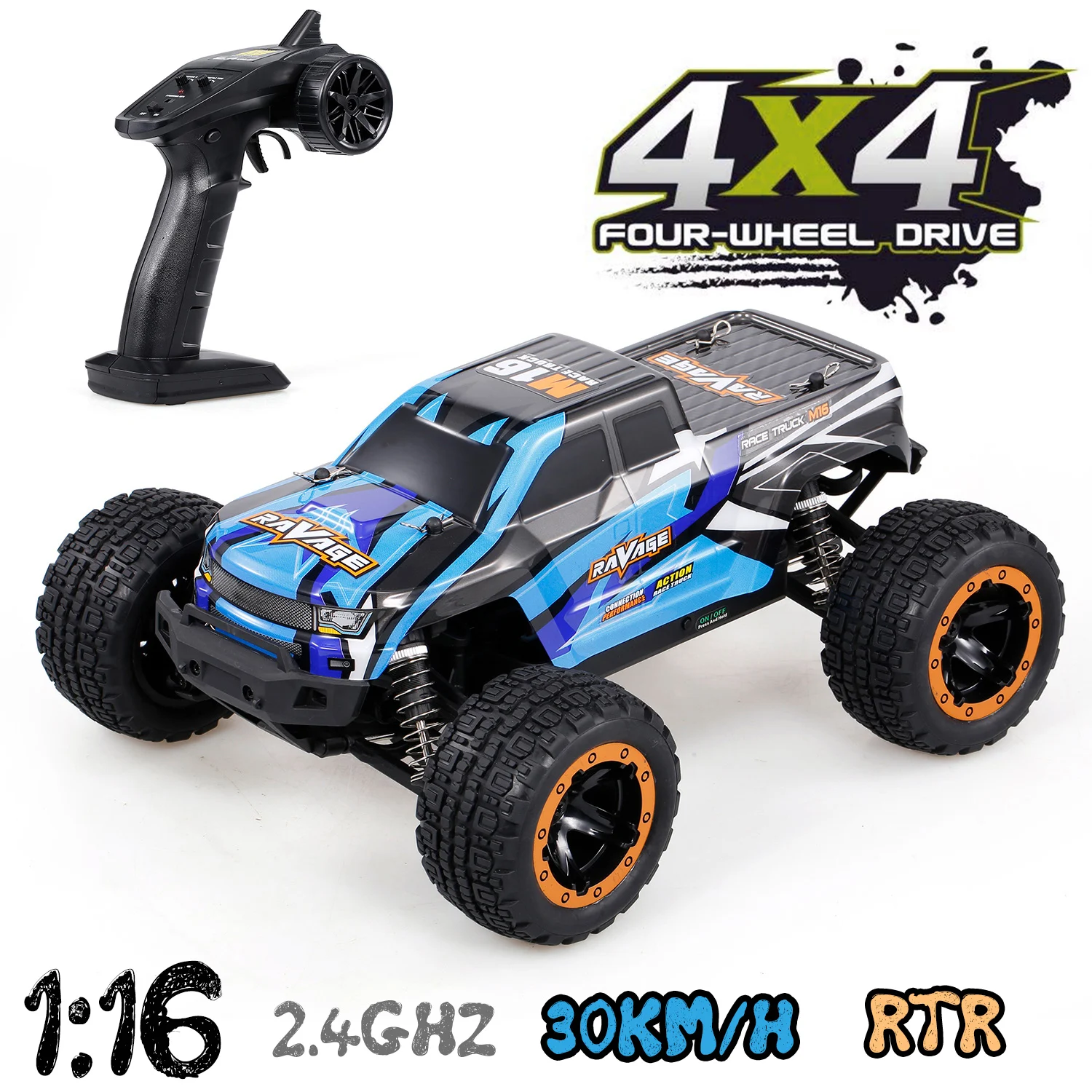 Linxtech 16889A 1/16 30km/h 4WD RC Car Brushless 2.4G High Speed Car Toy Remote Control Car for Kids Christmas Gifts