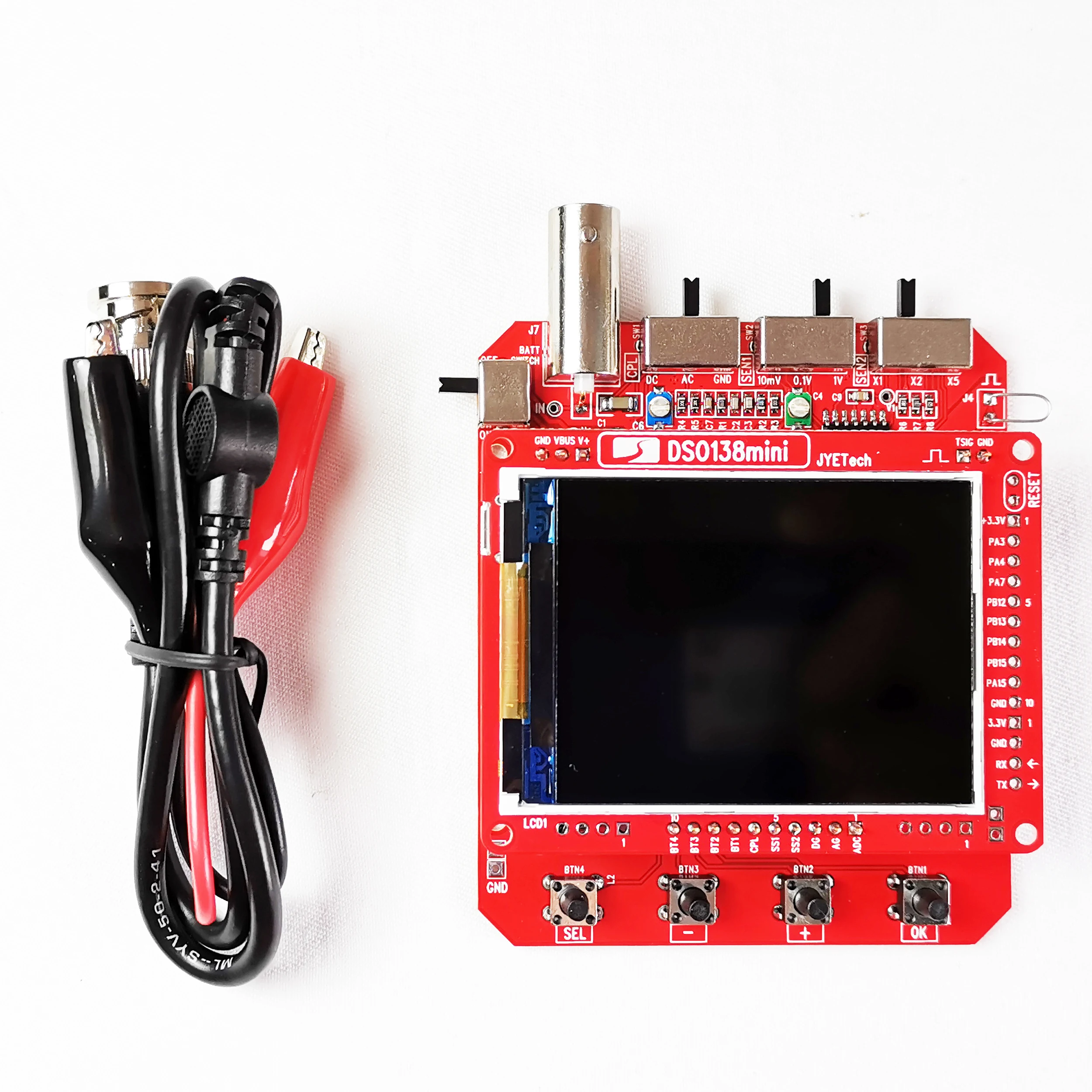 JYETech Original DSO138mini digital oscilloscope assembled including BNC-clip probe  USB oscilloscope output of waveform data