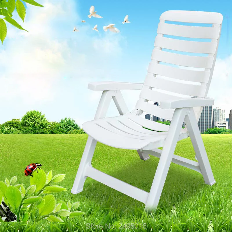 1pc outdoo folding Plastic chair folded Beach chair Blacony furniture sun chaise lounge for Garden terrace Poolside white color