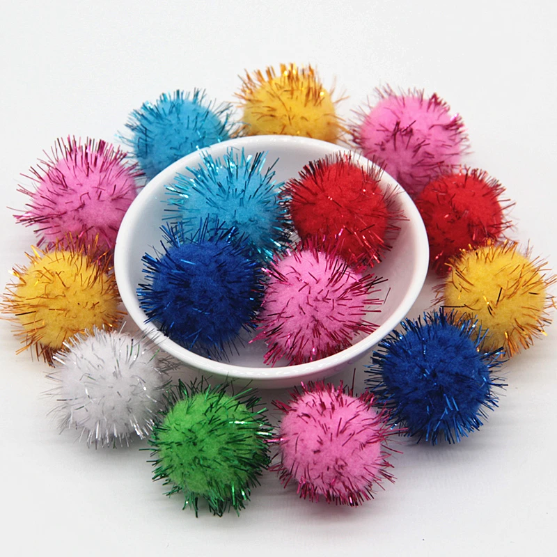 Glitter Pompom 10/15/20/25/30mm Mix Color Christmas Pom Pom Fur Craft DIY Soft  Plush Ball Pompoms Hair Root Diy Children Toys