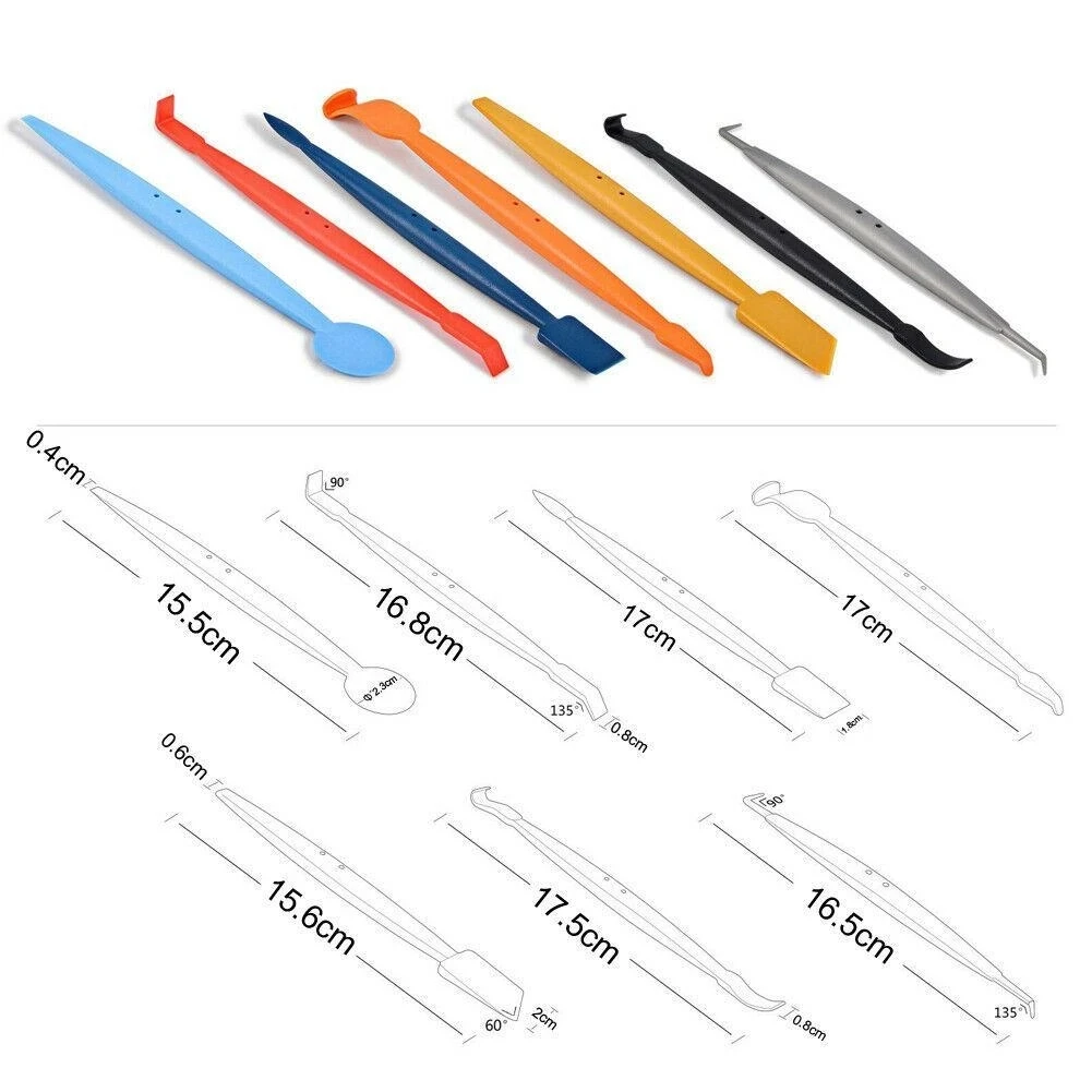 7PCS Car Wrap Vinyl Magnetic Squeegee Scraper Kit Carbon Tool Film Car Tint Micro Wrapping Window Stick Set Fiber Sticker Q2N0