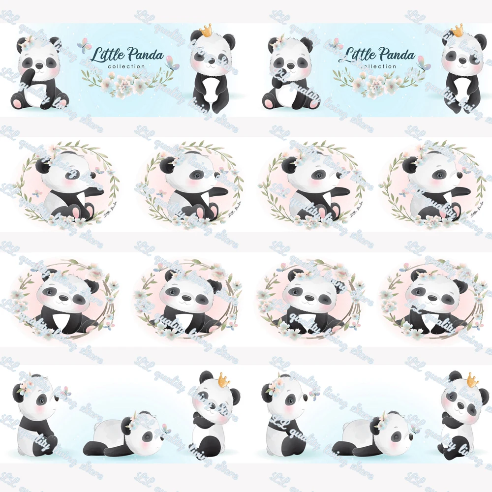 

WL 5/8‘’16MM Cute Cartoon Panda Grosgrain Ribbon Gift Wrapping Hair Bow Diy Party Decoration Craft Supplies Animal Collar