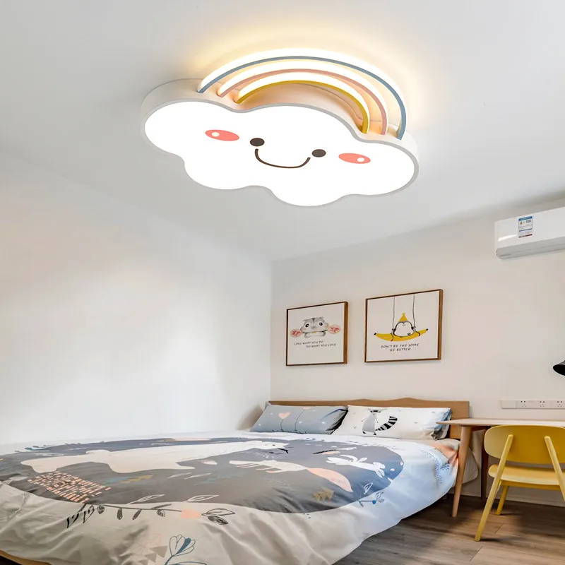 Modern Cartoon Rainbow Cloud Baby Girl Children Kids Room Ceiling Light Led Ceiling Lamp Lights For Bedroom Nursery Roof Lamp