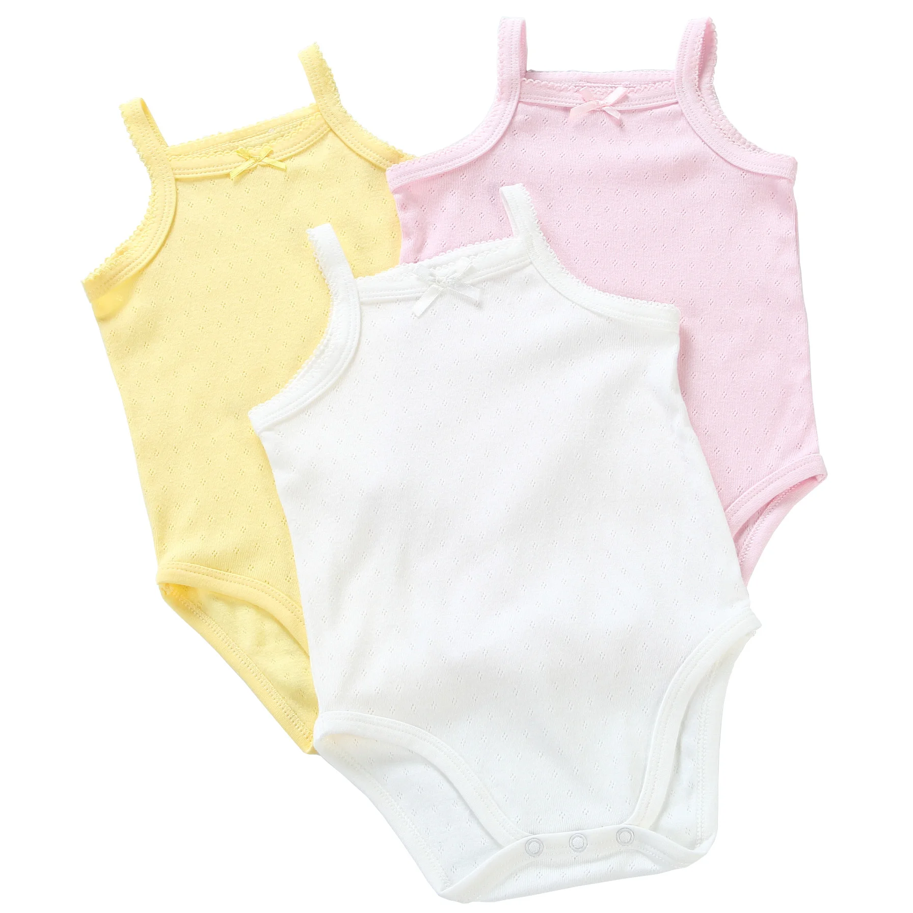 Newborn Baby Girls Sleeveless Bodysuits Summer Thin Vest Jumpsuit Breathable Cotton Mesh Romper Baby Solid Color Outfit Clothes