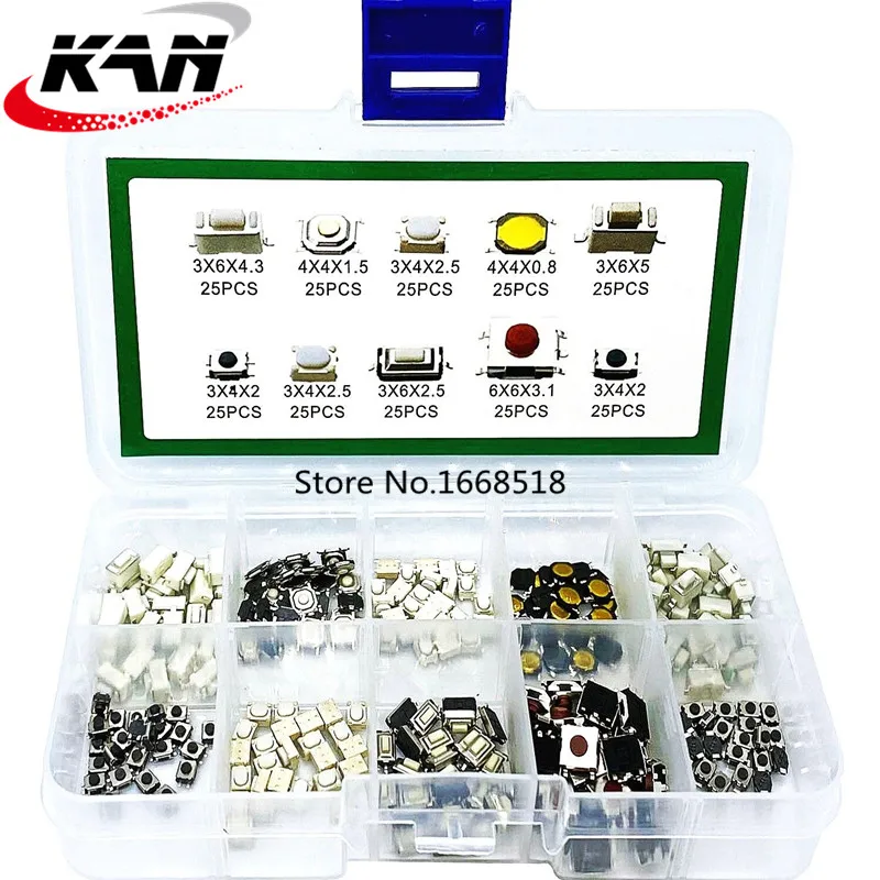 250PCS 10 Types Tactile Push Button Touch Switch Remote Keys Button Microswitch Hot Sale