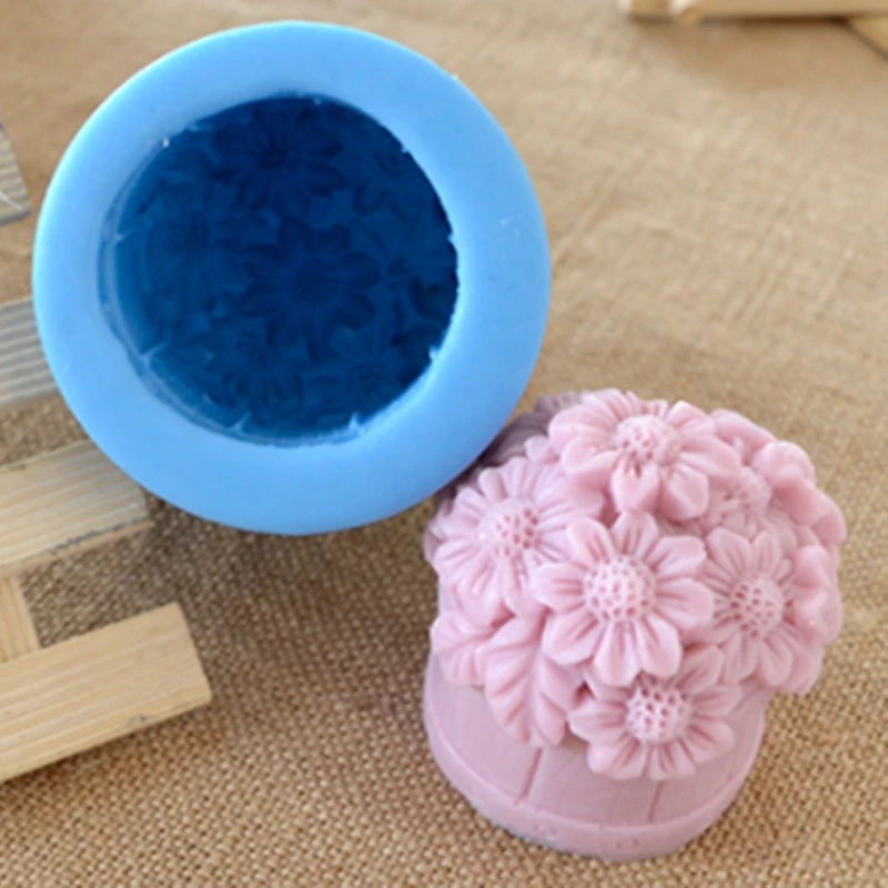 Flower Basket Design Soap Mold, Candle Wax Melt Silicone Mold, Chocolate Mousse Cake Molds, Decorated Resin Gypsum Craft Molds