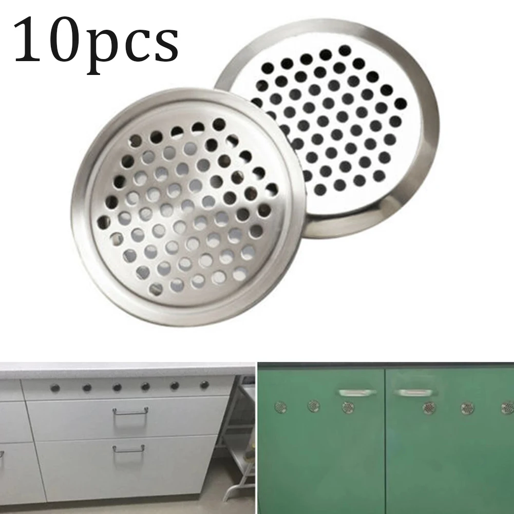 10Pcs Stainless Steel Air Vent Grille / Wardrobe Cabinet Metal Ventilation Plug For Cabinets Shoe Cabinets Decorative Cabinets