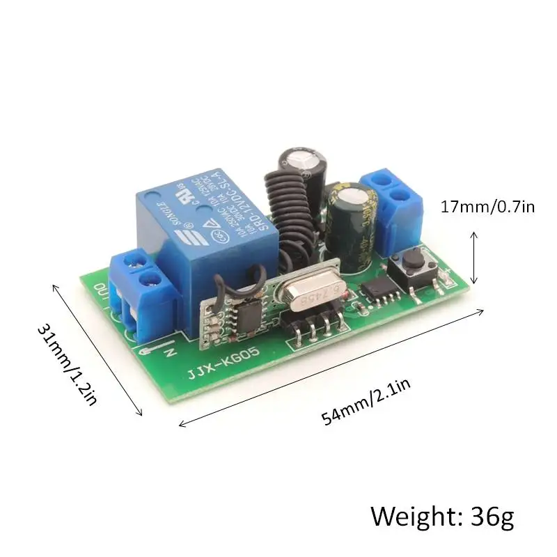 433 MHz bezprzewodowy pilot AC 220V 10A 1CH Rf przekaźnik odbiorczy On Off nadajnik do uniwersalnego garażu/drzwi/światło/LED/silnik