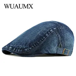 Berretto in denim lavato semplice Cappello Uomo Donna Primavera Estate Berretto piatto con visiera Artista Cappello a becco d'anatra Berretto da strillone a spina di pesce casual