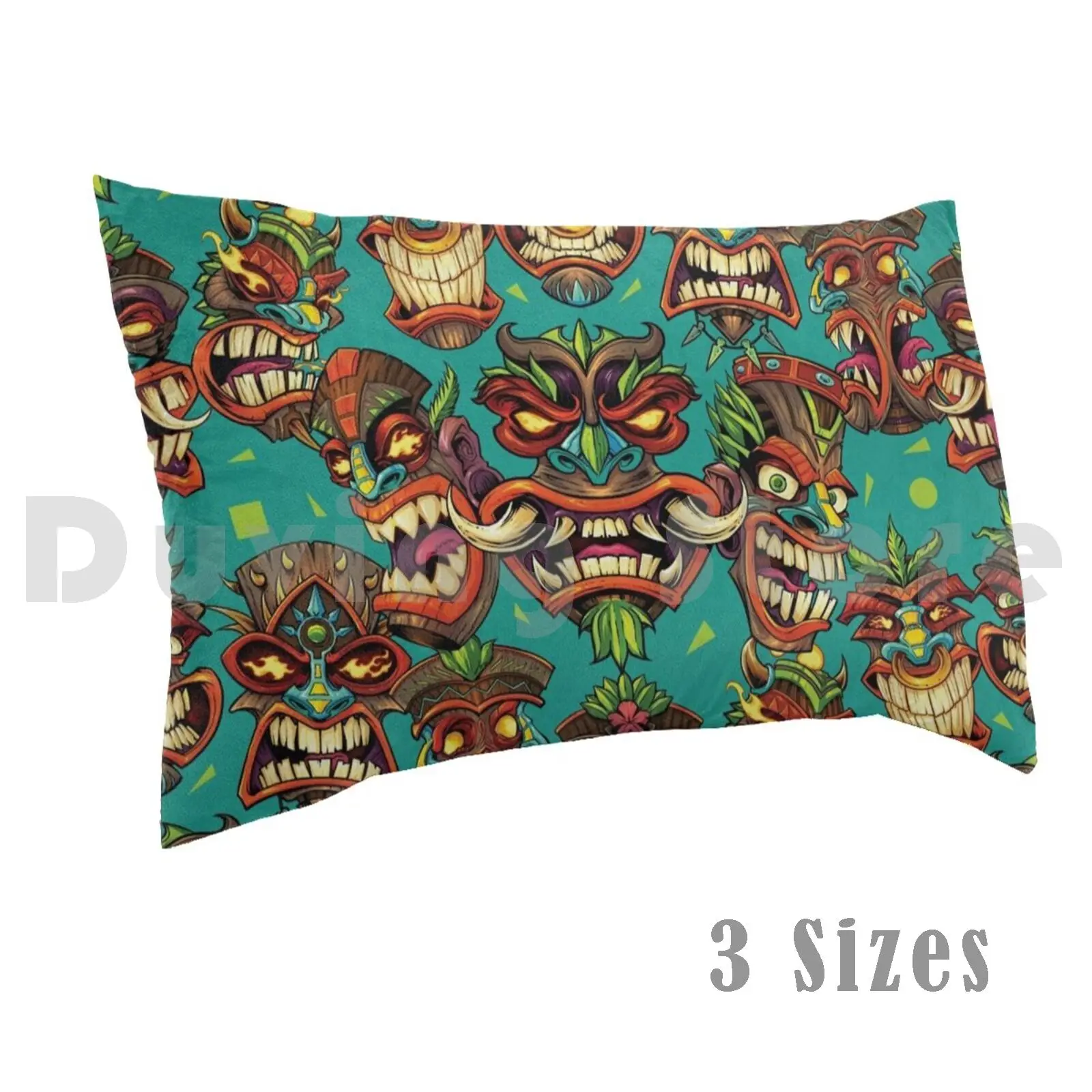 

Tiki Head Repeating Pattern Pillow Case Printed 35x50 Licensing Tiki Beach Resort Pattern Repeat Hawaiian