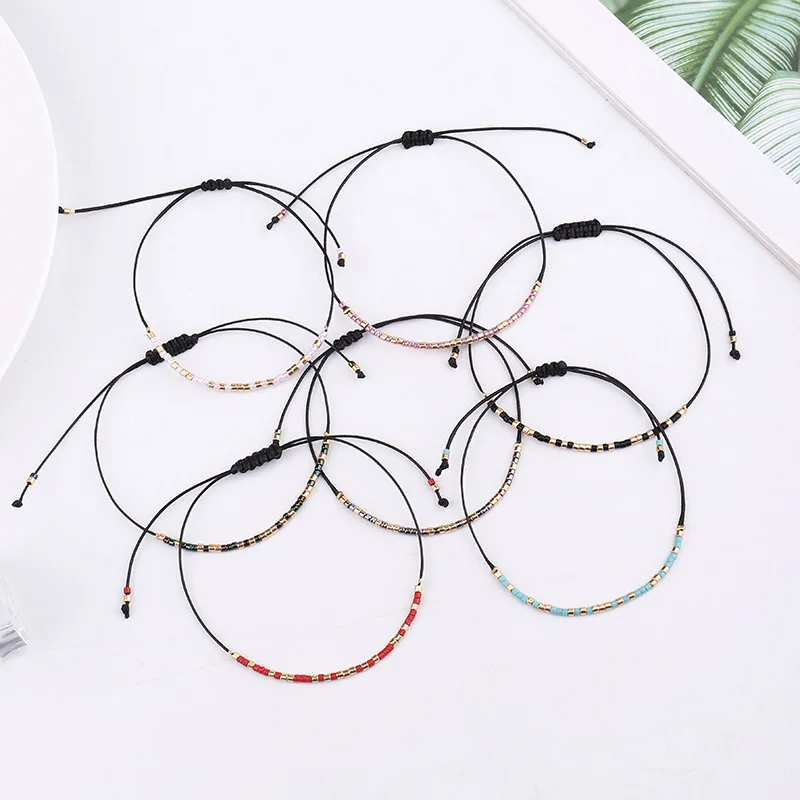 Meetvii Handmade MIYUKI Seed Bead Bracelet for Men Women Lucky String Rope Bracelets Colorful Small Beads Jepan Jewelry