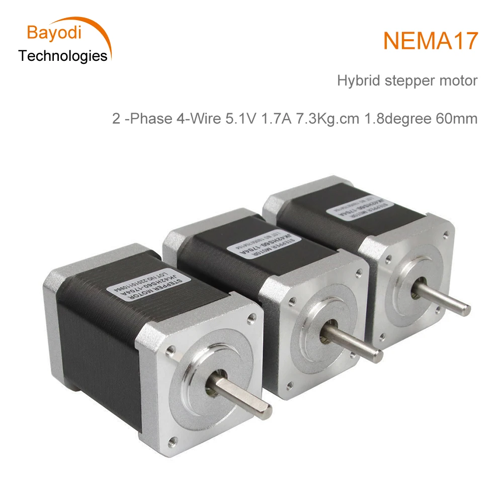 

Двухфазный миниатюрный гибридный шаговый двигатель NEMA17 42 JK42HS60-1704A 4-проводной 5,1 В 7,3 а 1,8 кг. см градусов 60 мм комплект ЧПУ