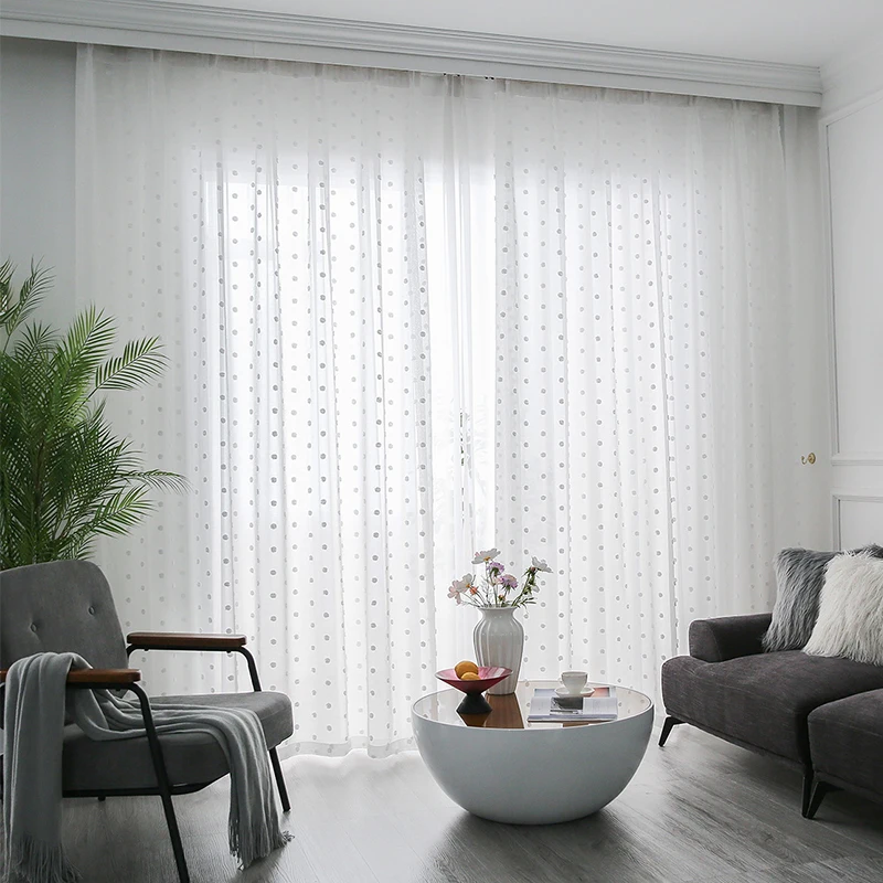 Snowflake White Tulle Curtains For Living Room Bedroom 3D Plush Point Tulle Curtain For Window Custom Panel For Kitchen Drapes