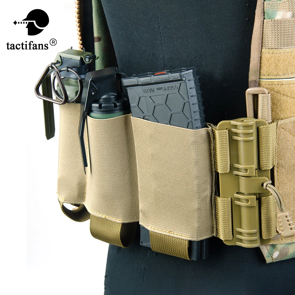 Tactic Elastic Cummerbund Kit Quick Release Tube QR Buckle Triple Magazine Pouch Carrier Nylon For FCSK Outdoor Hunting