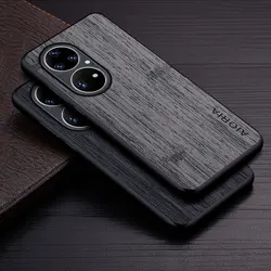 Case for Huawei P50 Pro P50 5G funda bamboo wood pattern Leather phone cover Luxury coque for huawei p50 pro case capa