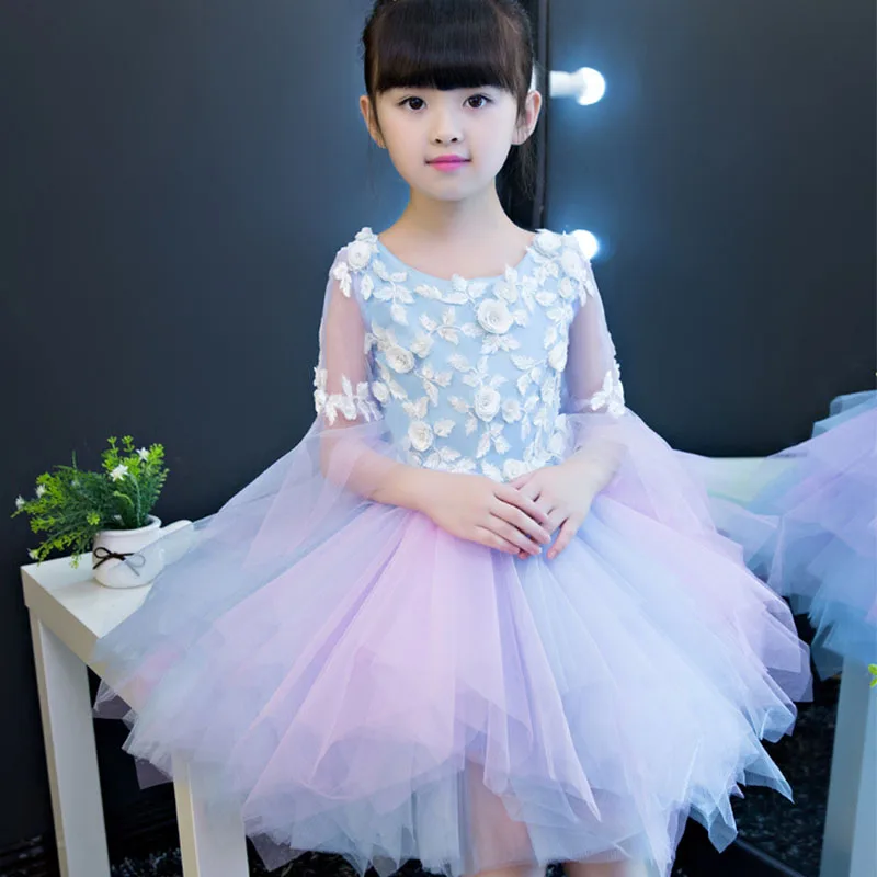 Kids First Communion Dresses Long Trailing Girls Dress Child Mermaid  Long Tail Peacock Ball Gown For Wedding Evening Prom Party