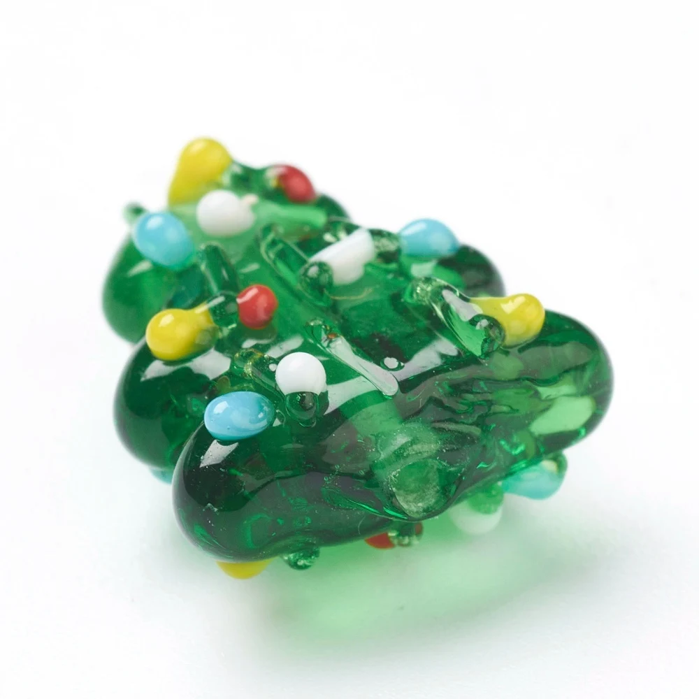 20pcs Handmade Lampwork Christmas Tree Beads for jewelry making DIY Bracelet Necklace Crafts Decor, Hole: 2mm