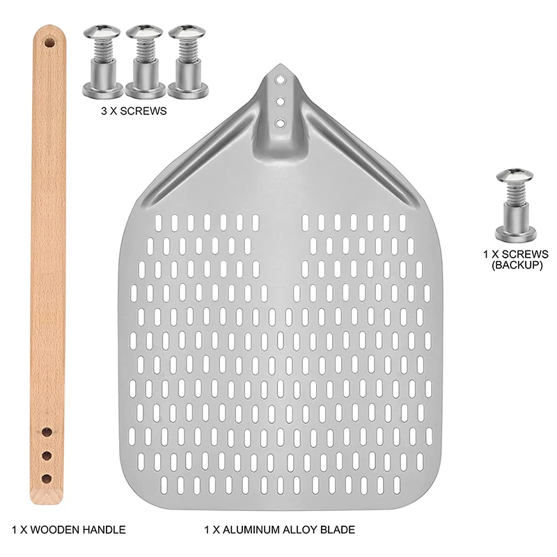 12/14 Inch Aluminum Perforated Pizza Shovel Peel with Detachable Handle Nonstick Oven Baking Paddle Spatula Turners Accessories