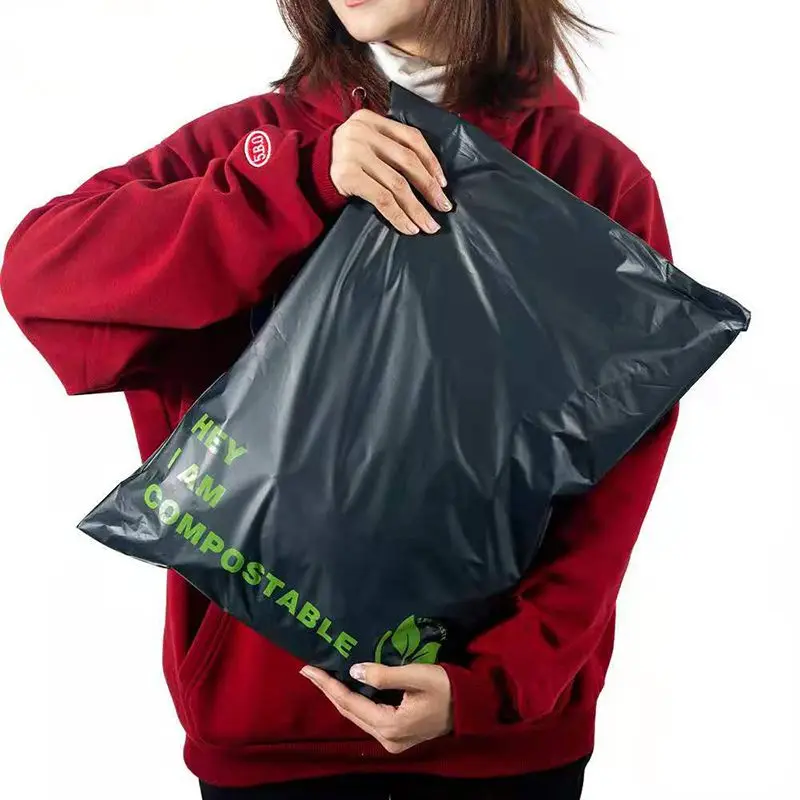 20Pcs/LotsThicken Express Bag Biodegradable PLA+PBAT Clothing Mailer Pouch Bags Waterproof Black ECO Self-Seal Courier Bags