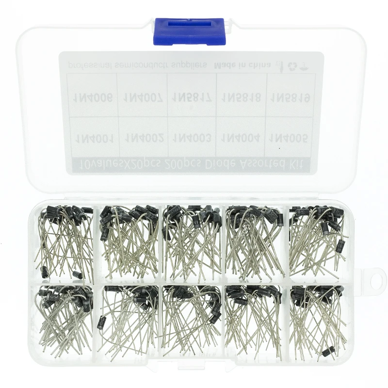 10 Values x20 200pcs Rectifier Diode Schottky Assortment Electronic kit 1N4001~1N4007 1N5817 1N5818 1N5819 With storage Box