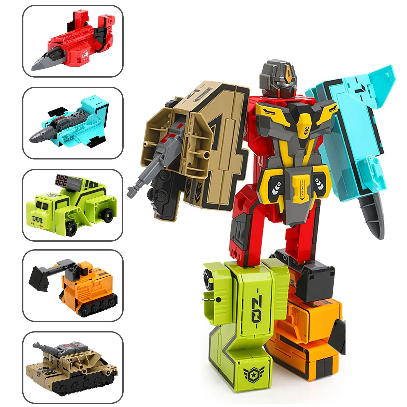 0-9 Creative Assembling Educational Blocks Action Figure Number Transformation Robot Deform Plane Car Gift Toys for Children