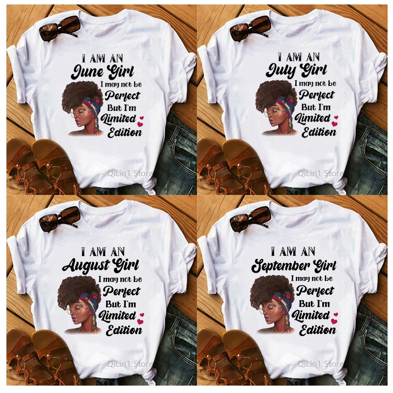 여성 그래픽 티셔츠, 한정판, 블랙 걸 매직 티셔츠, 여름, 팜므, 1 월부터 12 월까지 티셔츠, 90 년대 생일 선물 