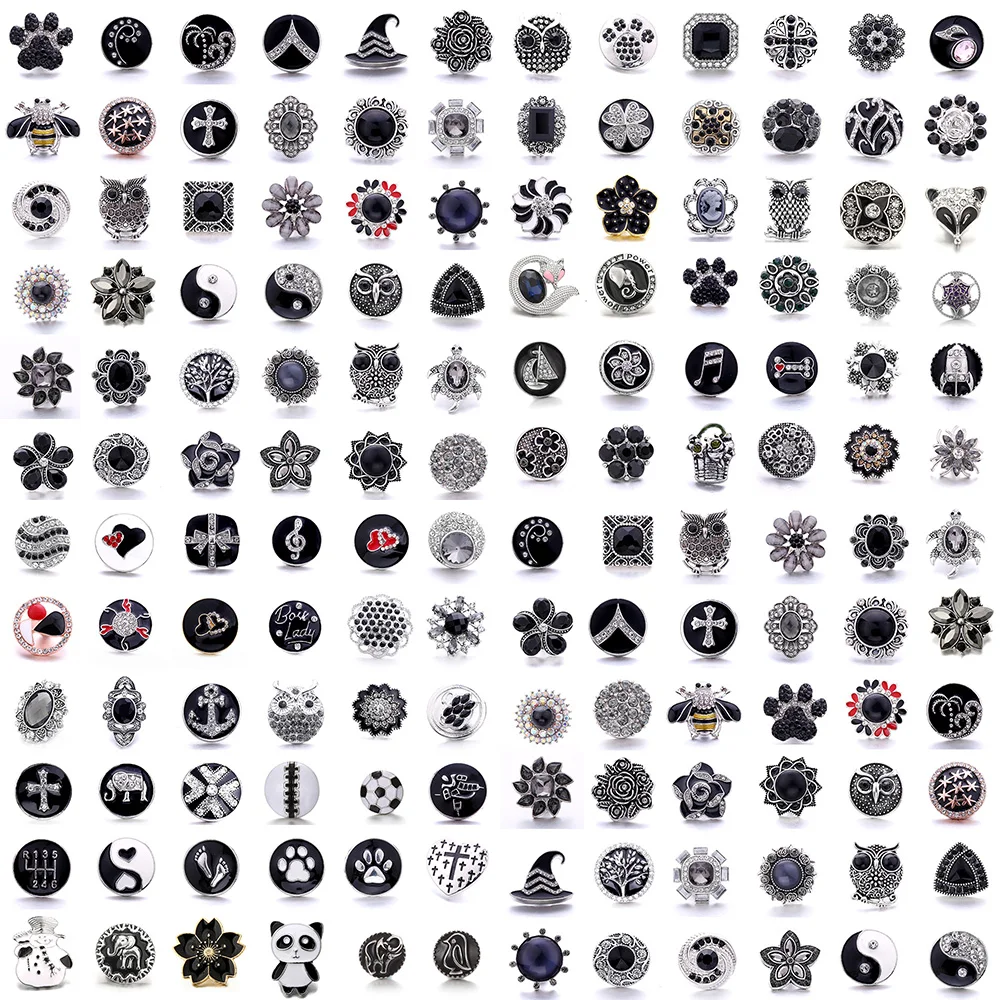 5pcs/lot New White Snap Jewelry 18mm Snap Buttons Animal Owl Butterfly Elephant Ginger Button Charm Women Fit Snap Bracelet