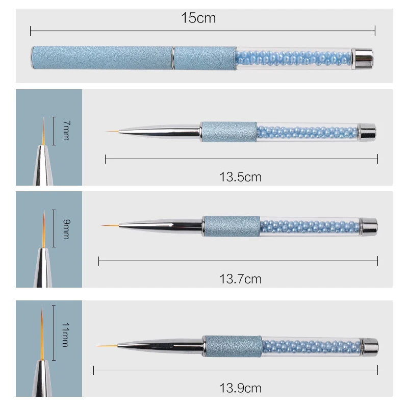Blaue Perle Strass Acryl Nail Art Stift Tipps 3D Malerei Zeichnung Liner UV Gel Pinsel Maniküre Werkzeug für den professionellen Einsatz – Detail 7